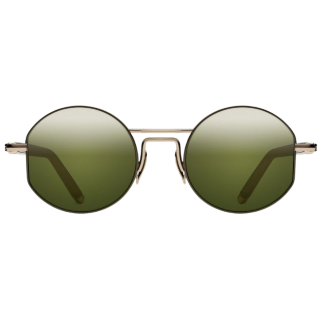 Morgenthal Frederics rose gold and green round sunglasses