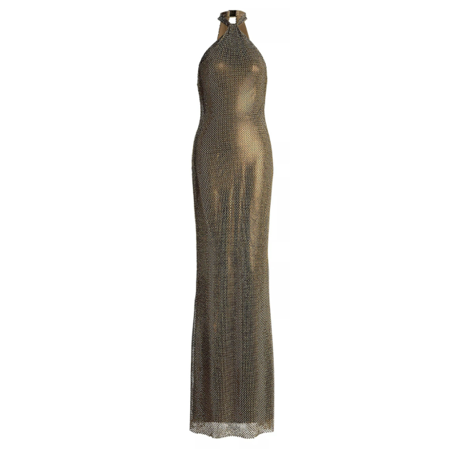 Ralph Lauren gold halterneck gown