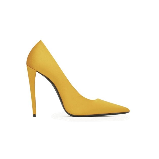 Saint Laurent by Anthony Vaccarello yellow silk pump