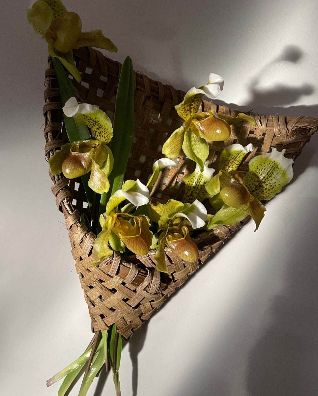 Underwater Weaving Studio Woven Bouquet Basket with Orchids