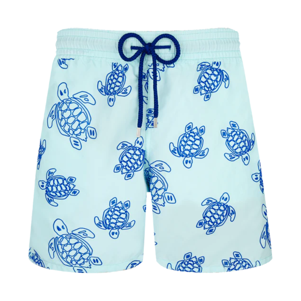Vilebrequin mens swim trunks in blue with white turtle illustrations