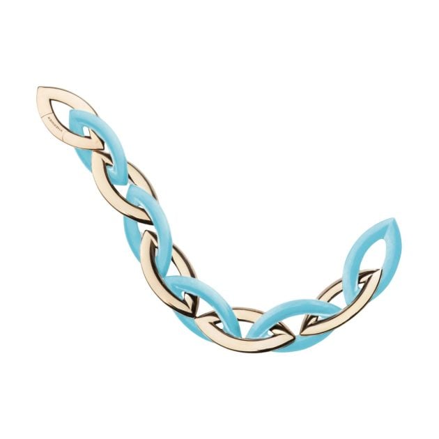 Vhernier Doppio Senso bracelet in gold and turquoise chain links