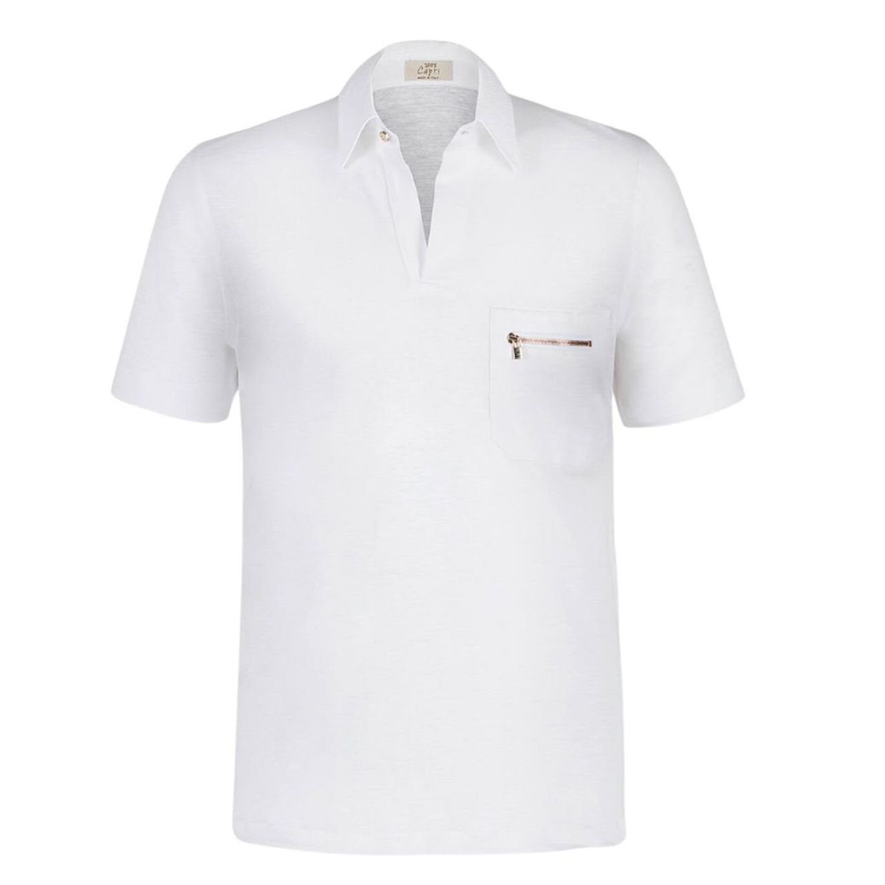 100% Capri white polo shirt with zipper detailing