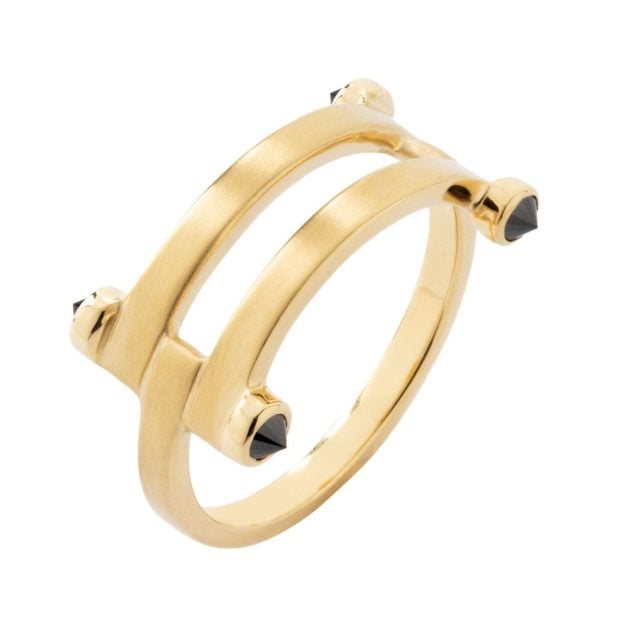 Ara Vartanian yellow gold ring with black diamonds