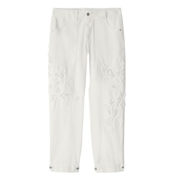 Ermanno Scervino white cargo trousers with lace detailing