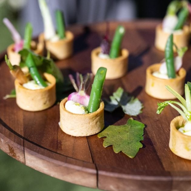 Wooden Tray with individual bite-sized food