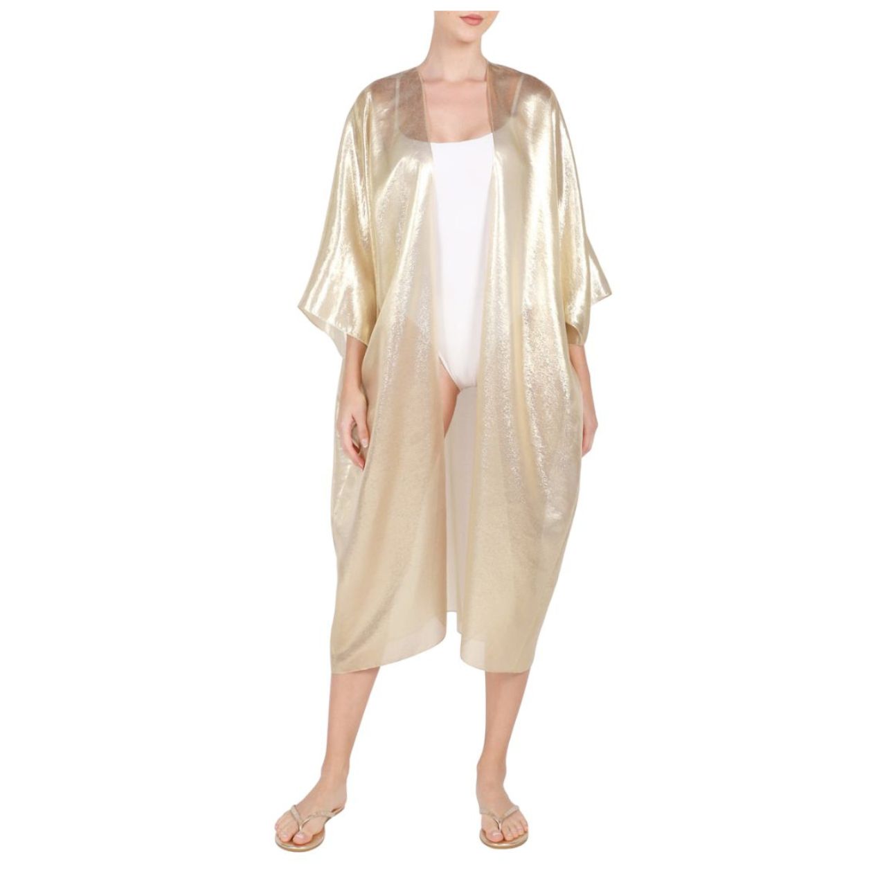 Marie France Van Damme Metallic sheer coverup