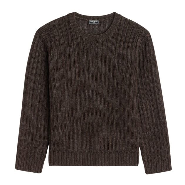 Todd Snyder textured linen crewneck in espresso bean