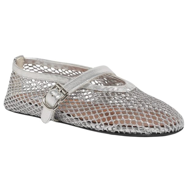 Alaia metallic net mary jane ballerina flats