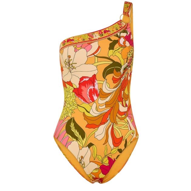 Camilla asymmetric one-piece swimsuit in floral print