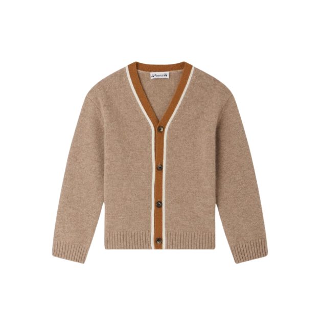 Bonpoint cream and brown cashmere cardigan