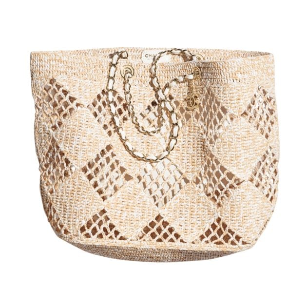 Chanel crochet tote bag with chain handles