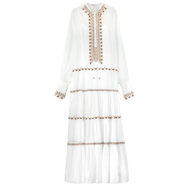 Ermanno Scervino white long embroidered dress