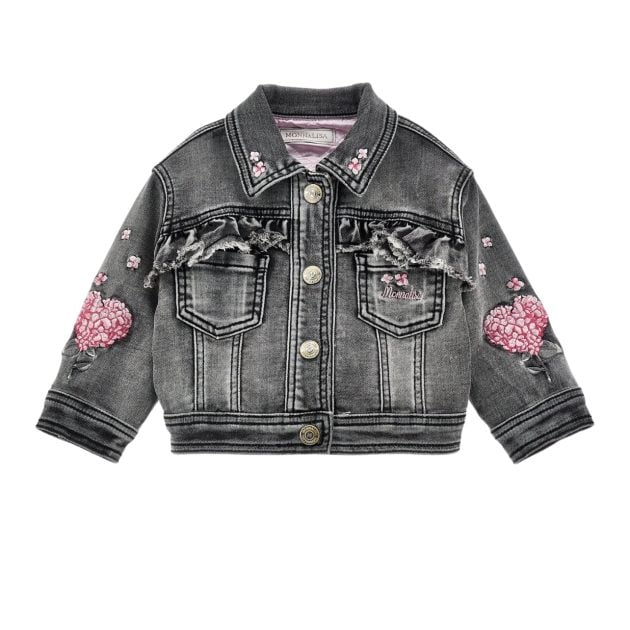 Monnalisa denim jacket with embroidery