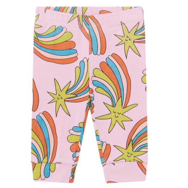 Stella McCartney pink leggings with multicolor shooting star print