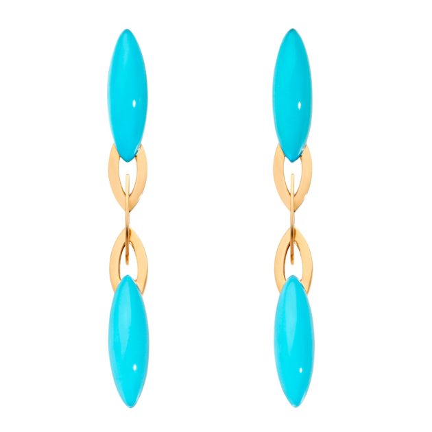 Vhernier Turqoise and gold hanging drop earrings