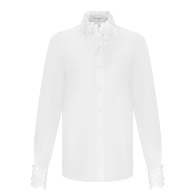 Silvia Tcherassi white blouse with floral detailing on the collar