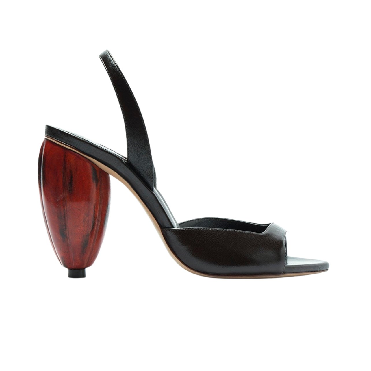Alexandre Birman black heel with brown crystal heel