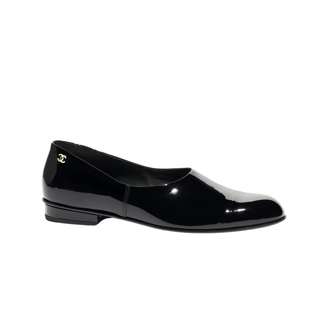 Chanel black leather moccasin
