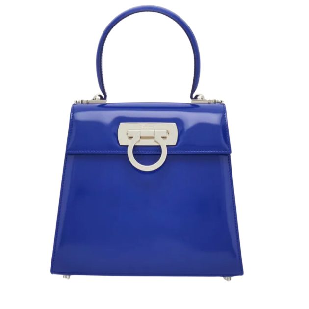 Ferragamo blue bag with silver clasp