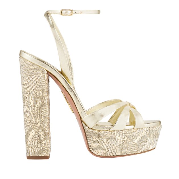 Aquazzura gold beaded platform sandal