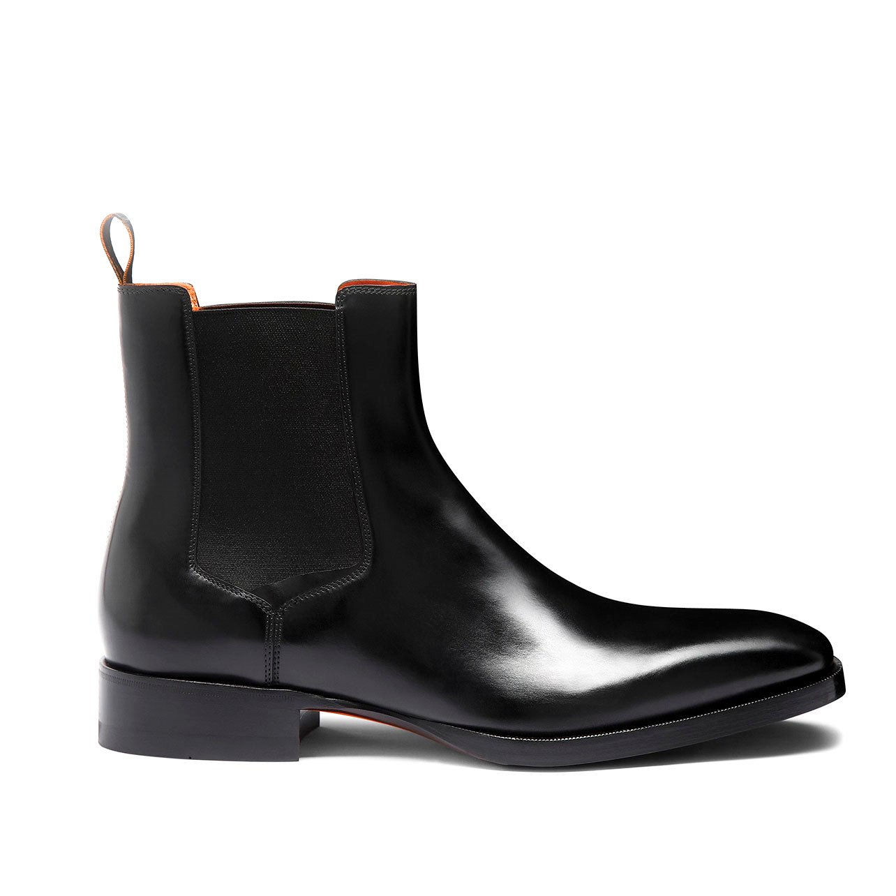 Santoni black leather boot