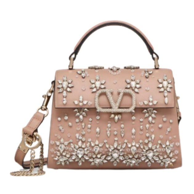 Valentino pink bag with crystal embellishments