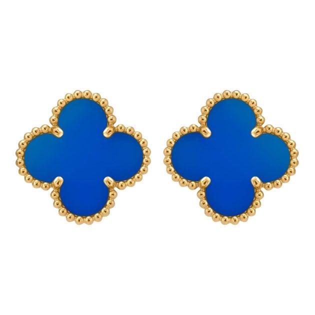 Van Cleef & Arpels blue agate and yellow gold stud earrings