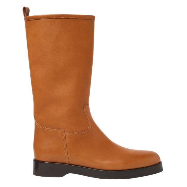 Loro Piana mid-calf brown leather boots
