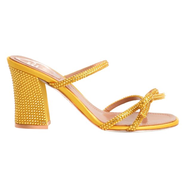 Rene Caovilla gold diamond mule heels