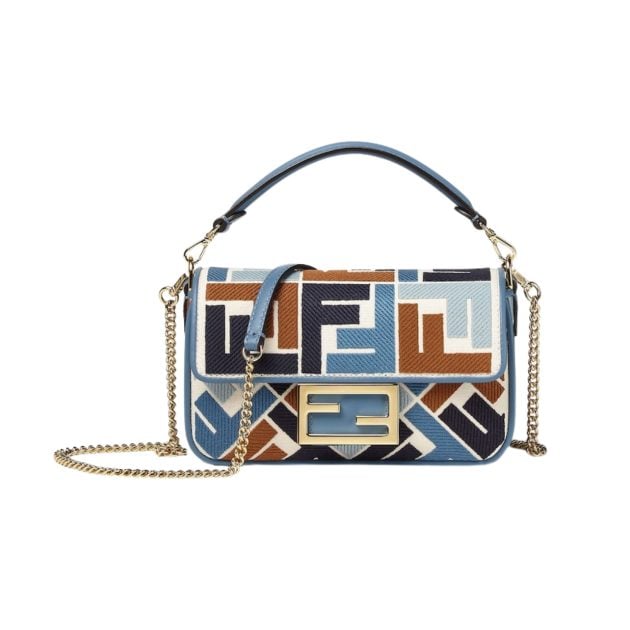 Fendi baguette bag with a gold chain strap