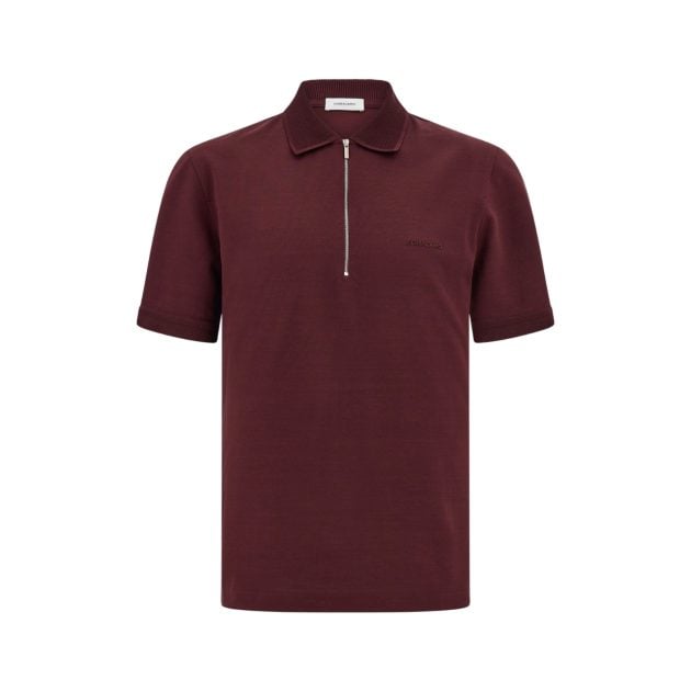 Ferragamo maroon polo shirt with a front zipper