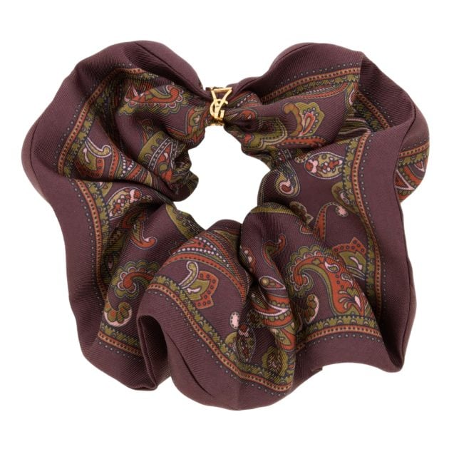 Saint Laurent by Anthony Vaccarello brown paisley scrunchie