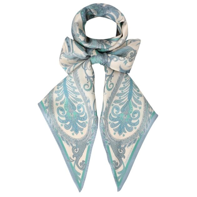 Zimmermann baby blue and white paisley scarf