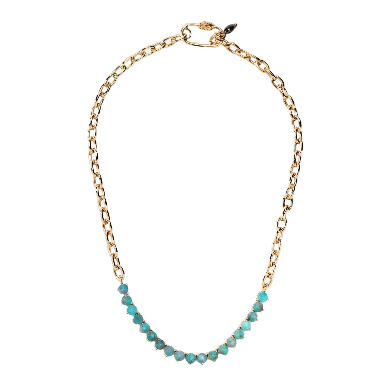 Ara Vartanian white gold chain necklace with blue paraiba stones in the center