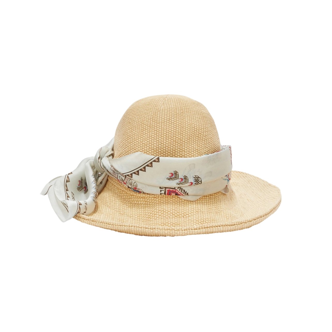 Ermanno Scervino woven hat with a white silk sash