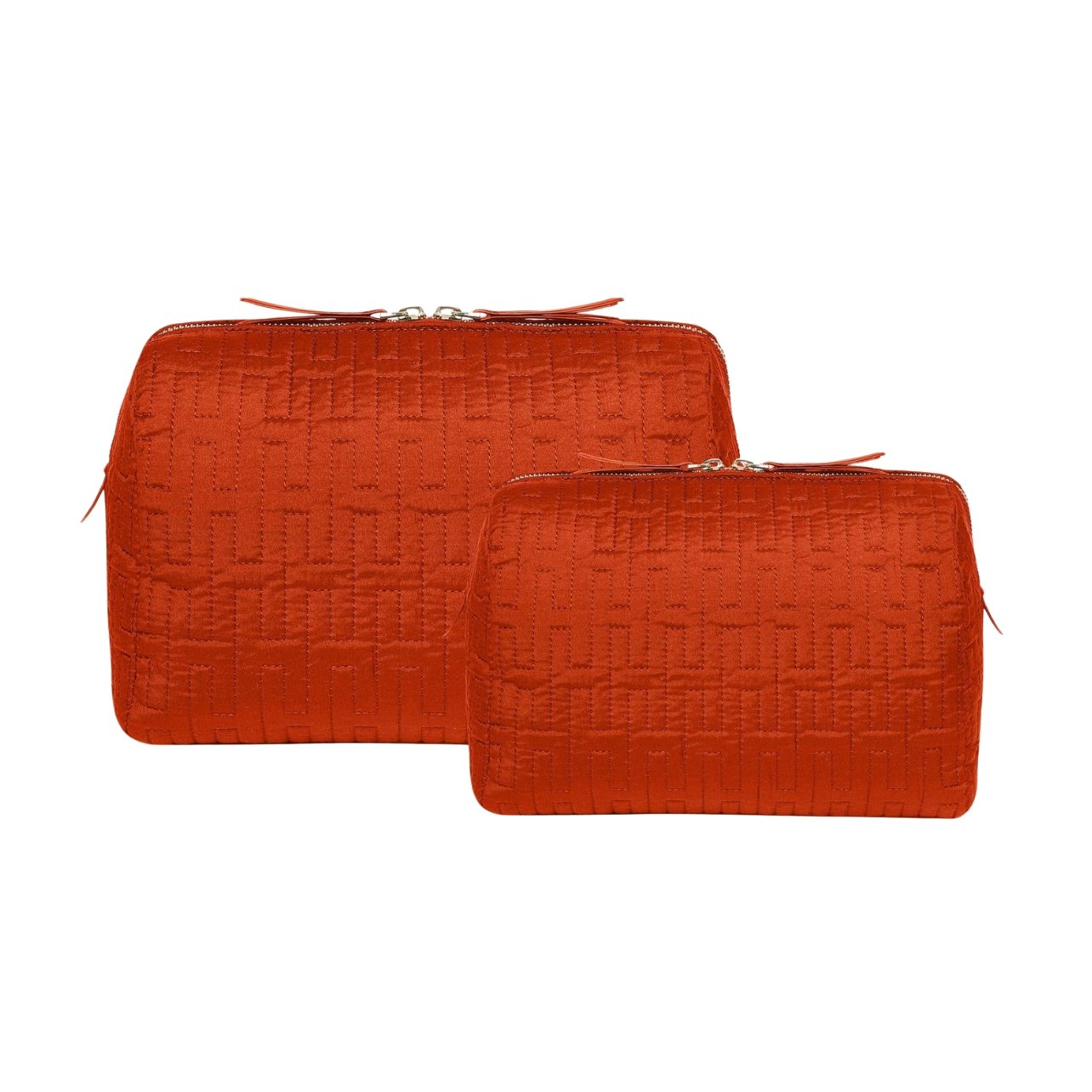 Haremlique Istanbul quilted make-up bag in a deep orange silk