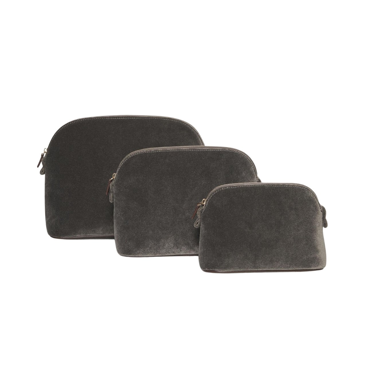 Haremlique Istanbul velvet makeup travel bags in a shade of dark grey