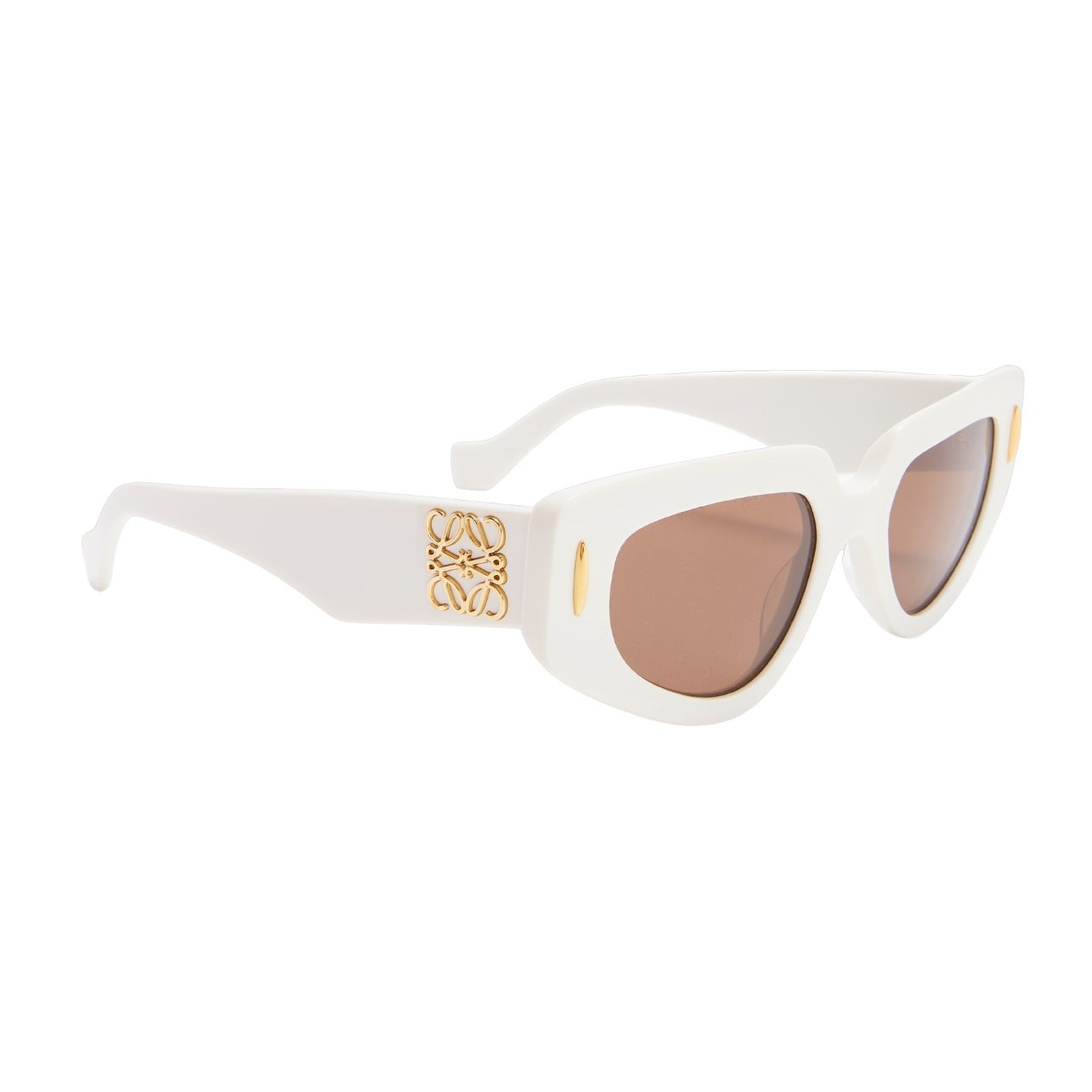 LOEWE enigma slim white sunglasses with an Anagram in a gold finish