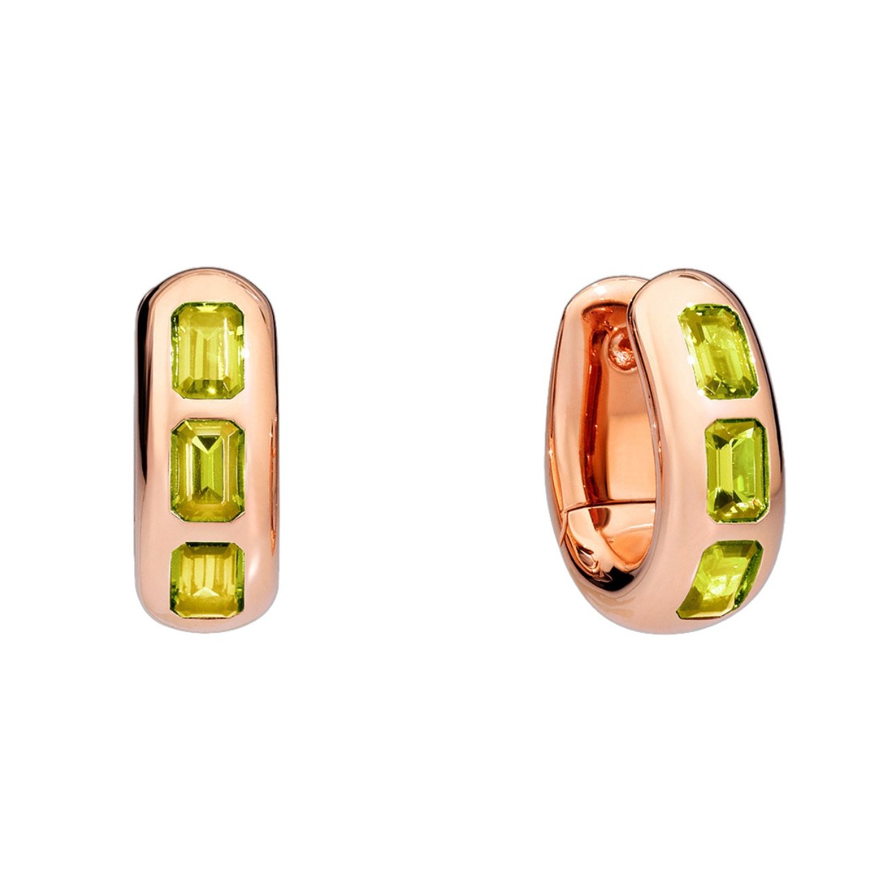 Pomellato earrings in rose gold with green peridots