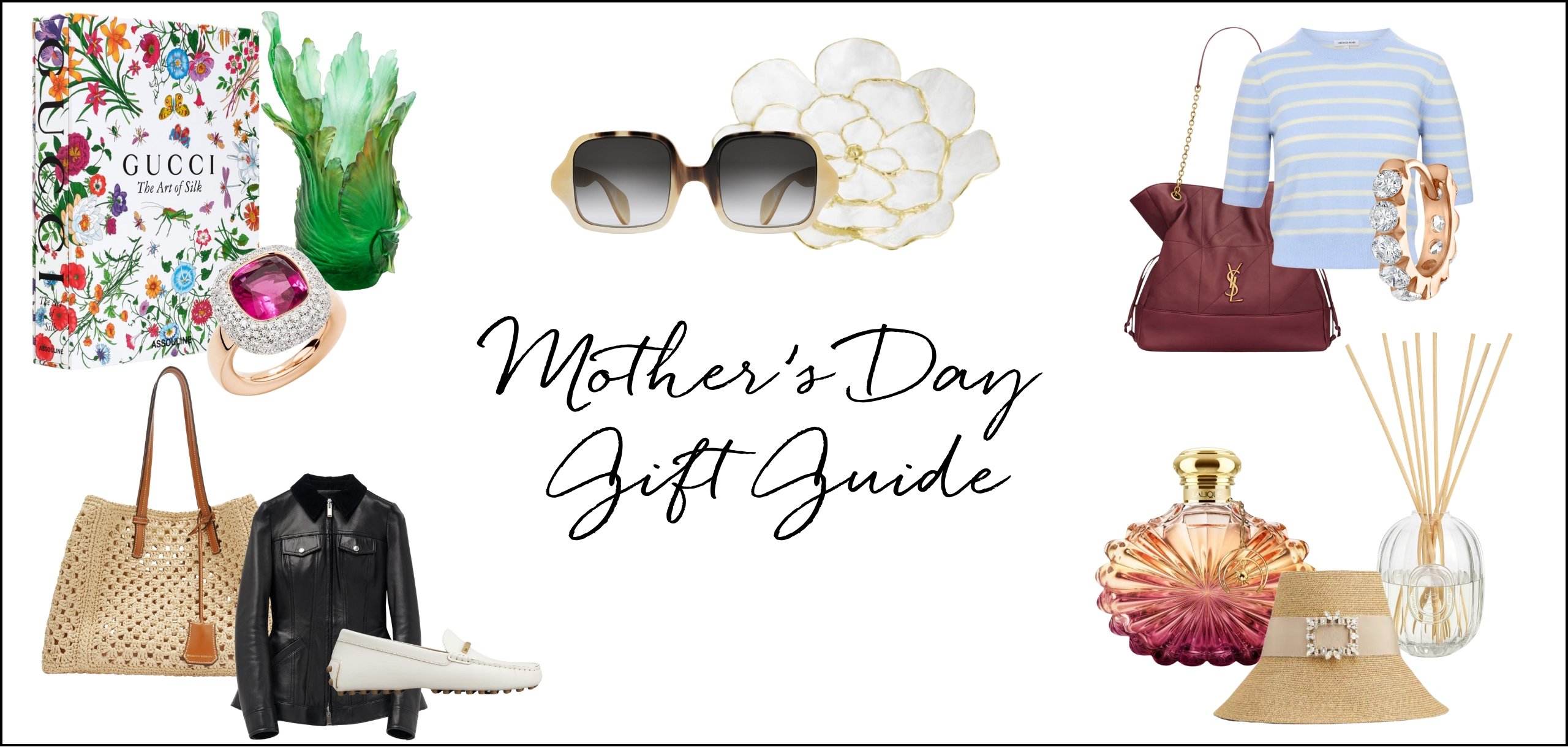 Collage of assorted luxury fashion, jewelry, home decor and accessory items sourced from Bal Harbour Shops