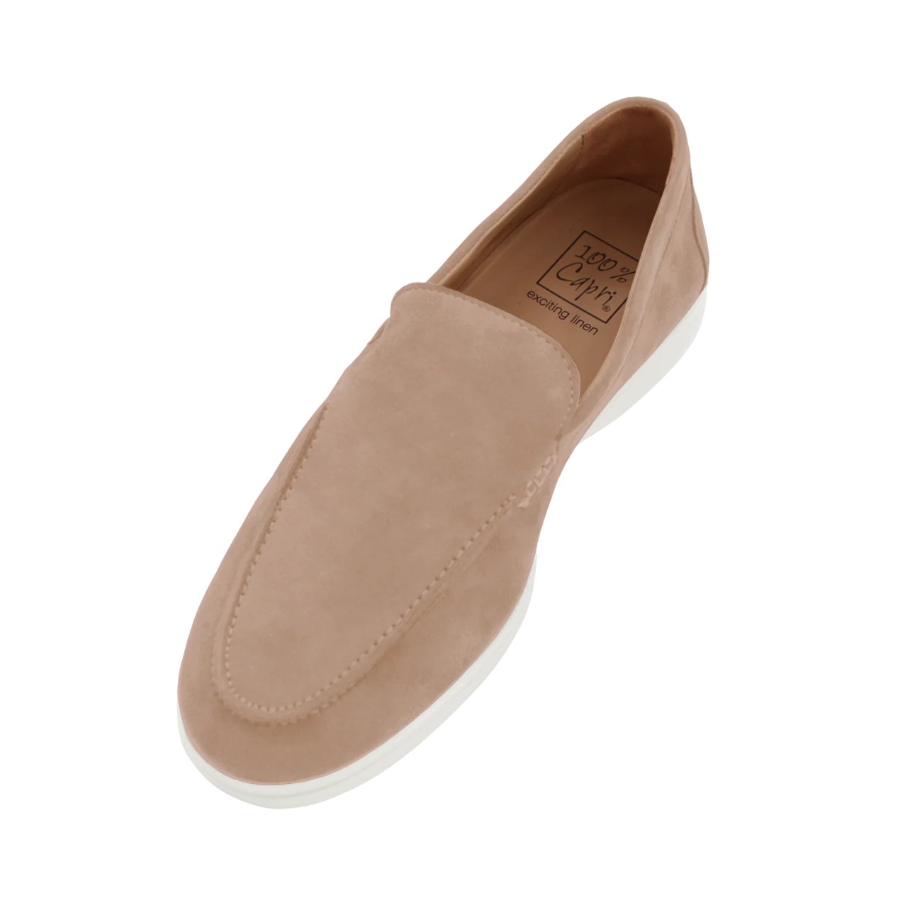 100% Capri men’s light grey suede moccasin shoes