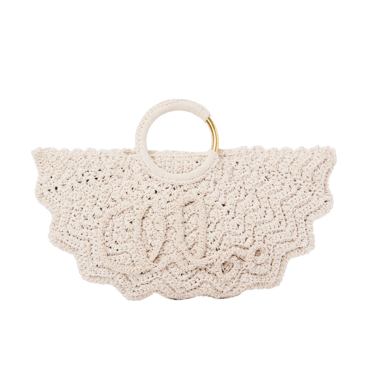 Chloé crochet tote with a gold bracelet handle