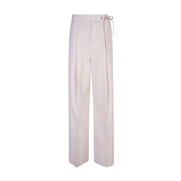 Eleventy light grey high waisted trousers made of wool and linen