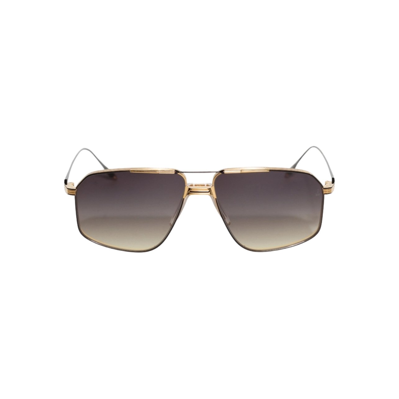 Jacques Marie Mage oversized sunglasses in black and gold with an art deco-inspired bridge and brow bar