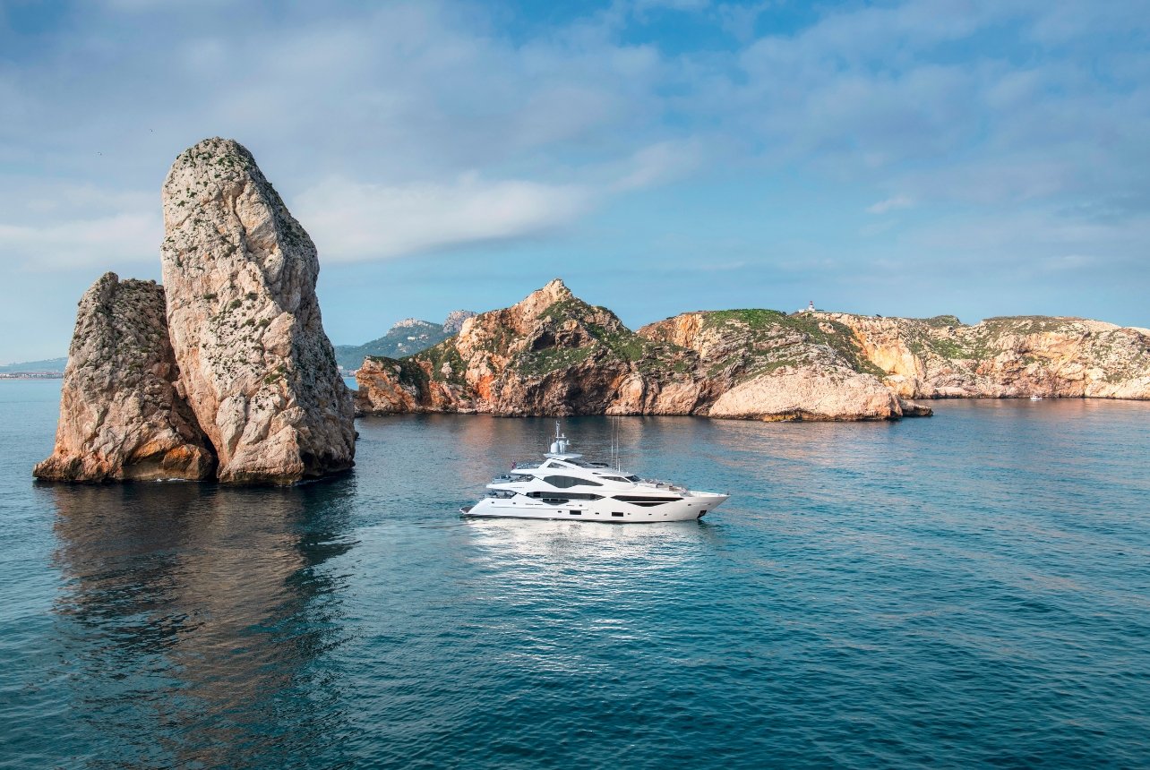 A super yacht floating along the French riviera