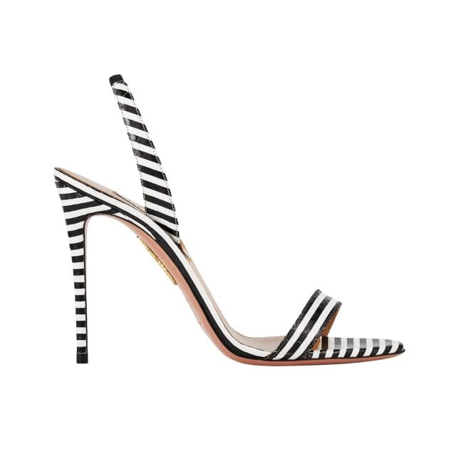 Aquazzura black and white striped heels