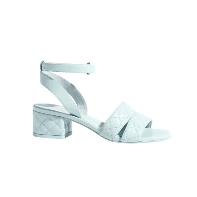 Chanel quilted leather sandals in lambskin blue