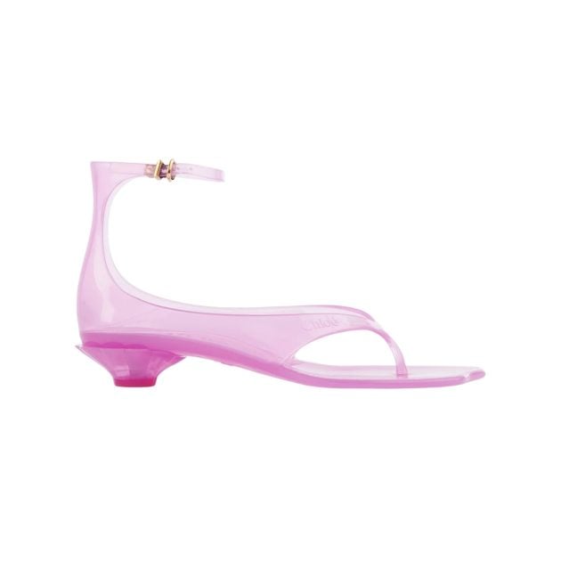 Chloe pink jelly sandals with a kitten heel