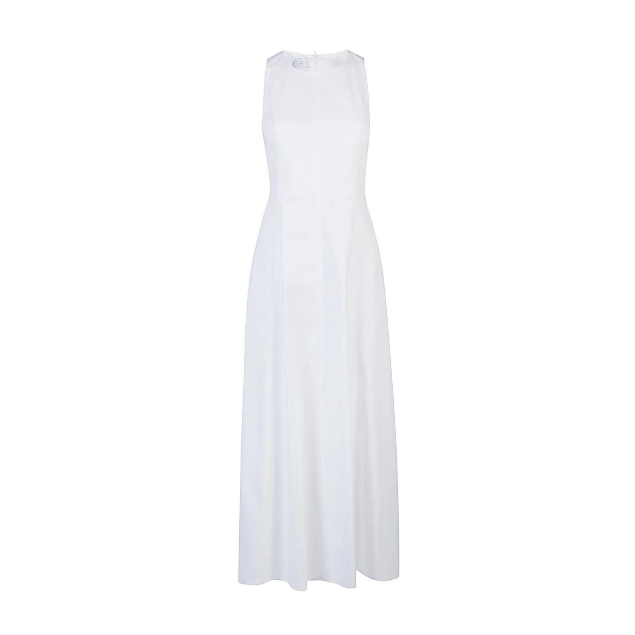 Eleventy white long flared sleeveless dress